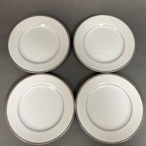 Royal Gallery Jill 9005P White Platinum Trim Bread Butter Plates Japan Lot of 4